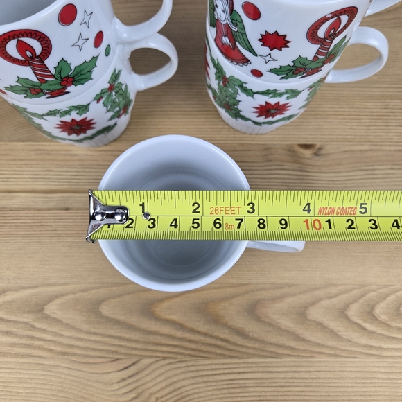 Vintage 1970s Trimont Ware Japan Stacking Mugs Cups Christmas Holiday Set of 5 - Picture 8 of 11